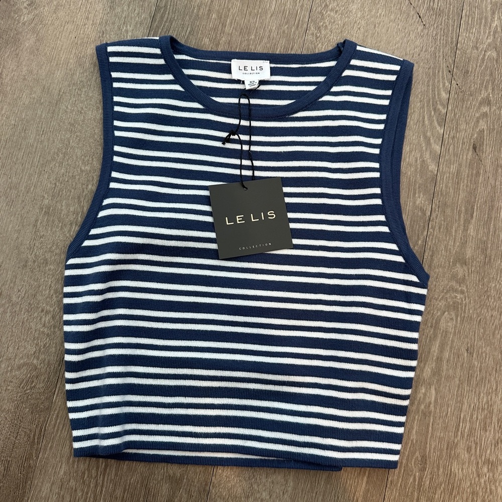 Le Lis Navy and White Striped Knit Top